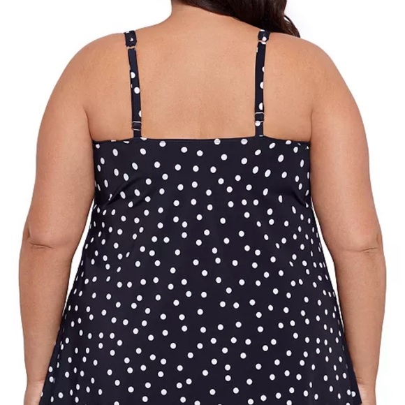 NWT Swim Solutions Plus Size Polka-Dot High-Low Tankini Top size 24W - Picture 3 of 5